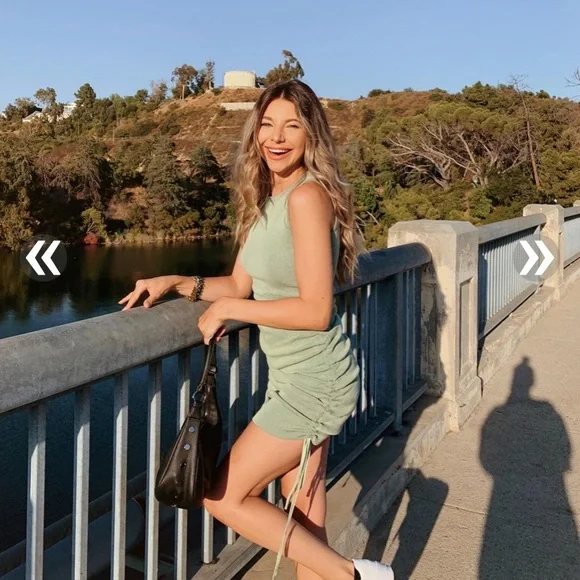 green emerald velvet dress Silver Green Sleeveless Drawstring Mini Dress